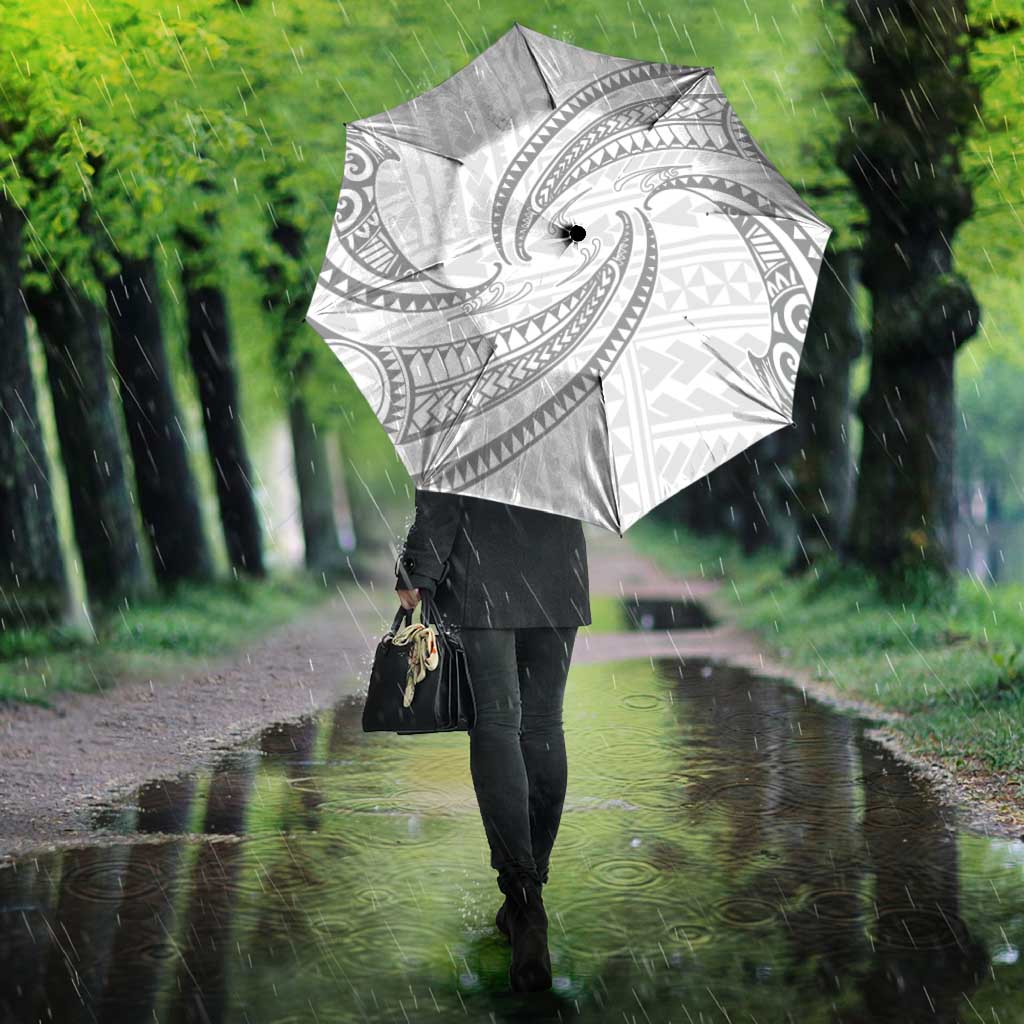 White Sunday Lotu Tamaiti Umbrella Polynesian Wave Pastel Gray - Polynesian Pride