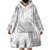 White Sunday Lotu Tamaiti Wearable Blanket Hoodie Polynesian Wave Pastel Gray - Polynesian Pride
