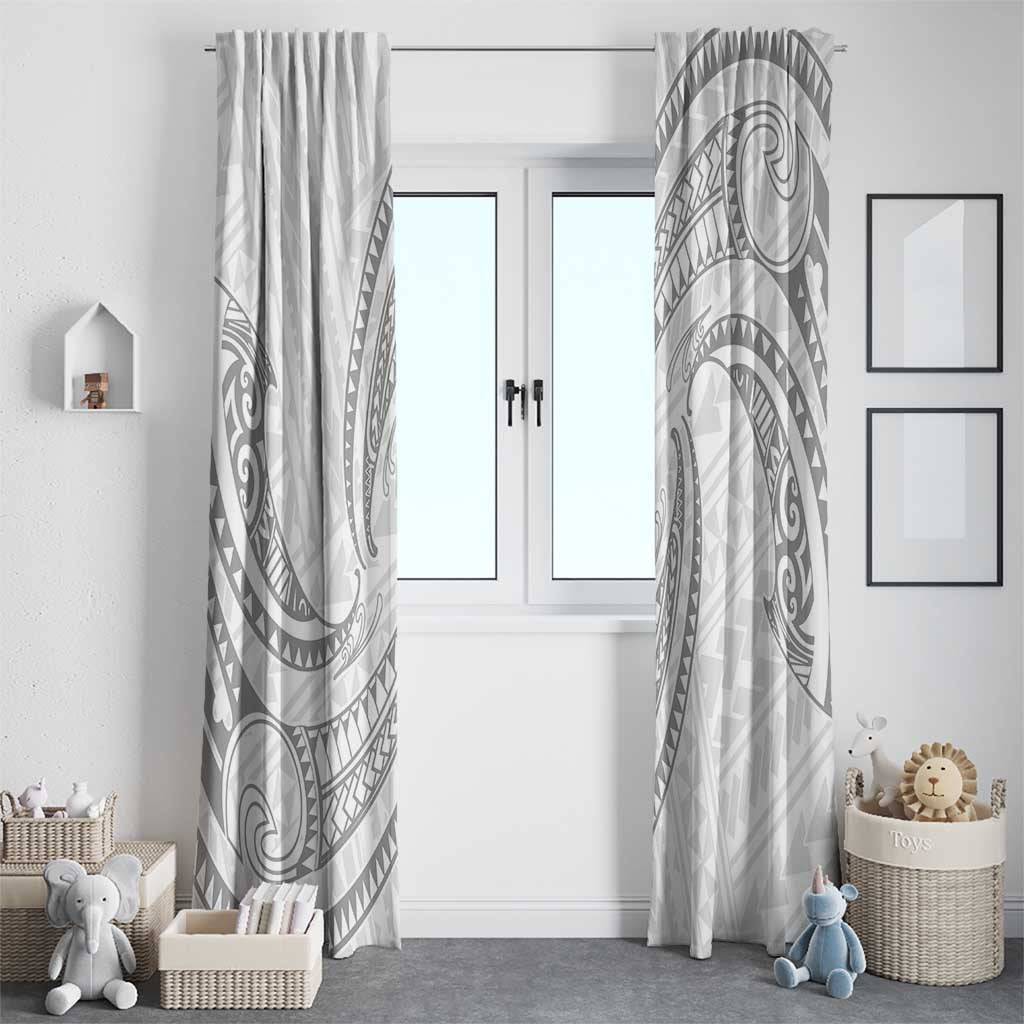 White Sunday Lotu Tamaiti Window Curtain Polynesian Wave Pastel Gray - Polynesian Pride