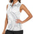 White Sunday Lotu Tamaiti Women Sleeveless Polo Shirt Polynesian Wave Pastel Gray - Polynesian Pride