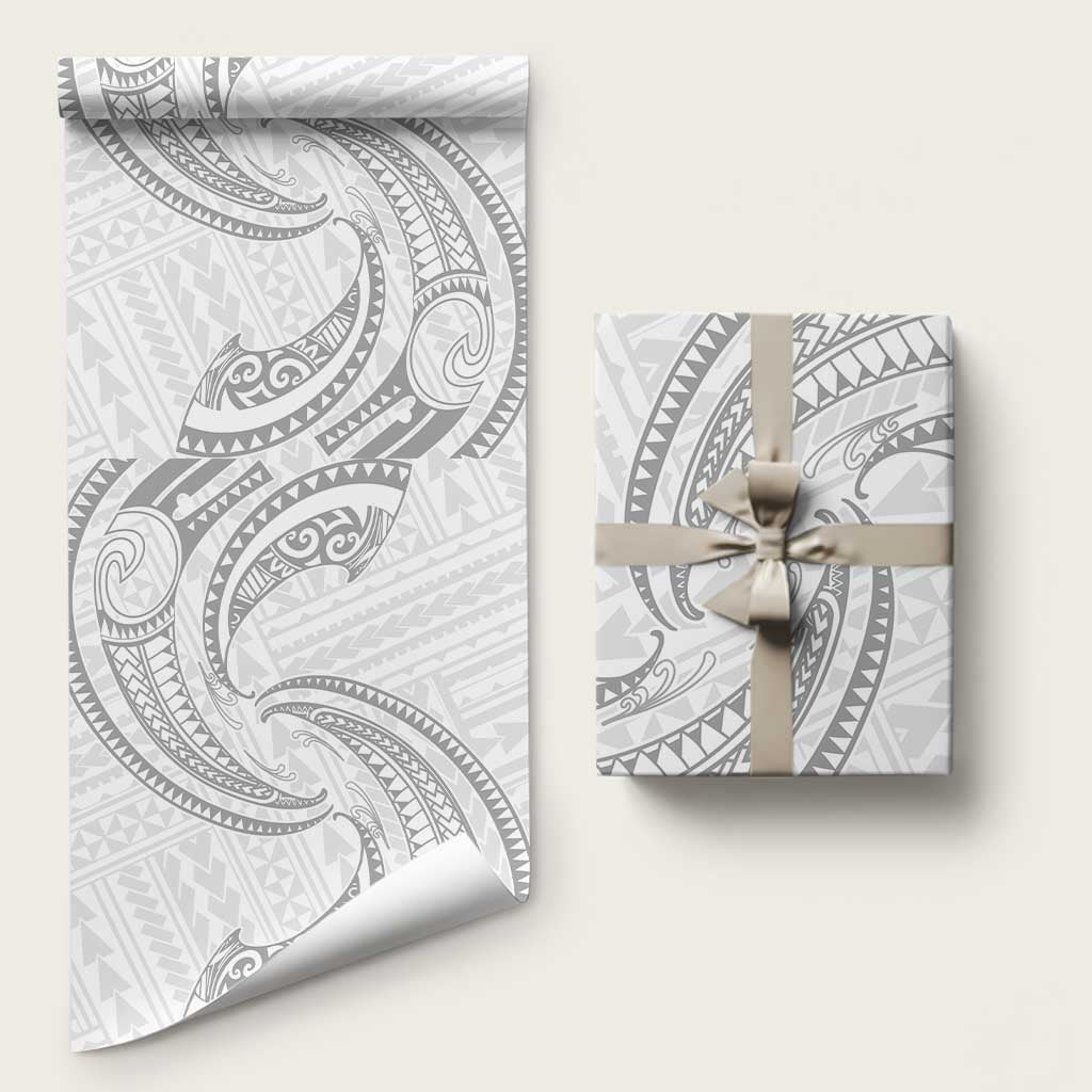 White Sunday Lotu Tamaiti Wrapping Paper Polynesian Wave Pastel Gray - Polynesian Pride