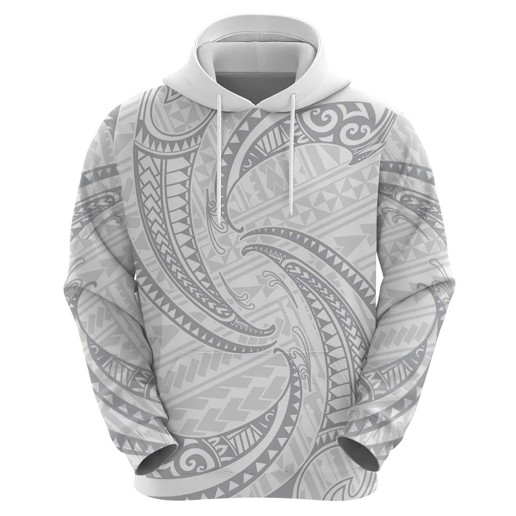 White Sunday Lotu Tamaiti Zip Hoodie Polynesian Wave Pastel Gray - Polynesian Pride