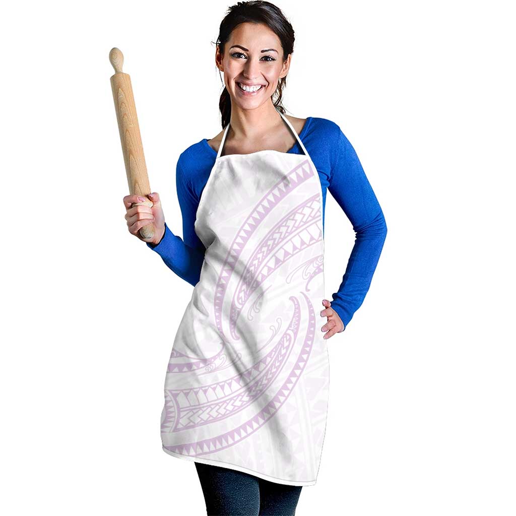 White Sunday Lotu Tamaiti Apron Polynesian Wave Pastel Mauve - Polynesian Pride