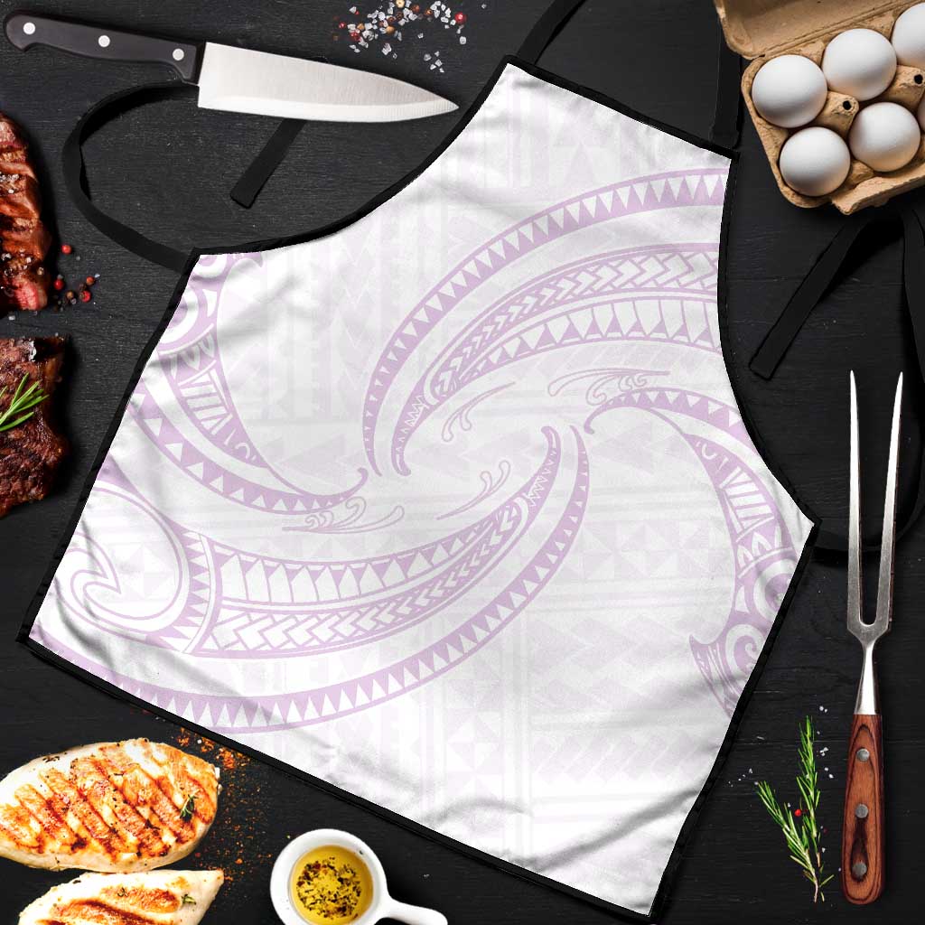 White Sunday Lotu Tamaiti Apron Polynesian Wave Pastel Mauve - Polynesian Pride
