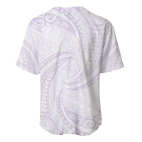 White Sunday Lotu Tamaiti Baseball Jersey Polynesian Wave Pastel Mauve - Polynesian Pride