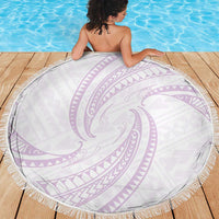 White Sunday Lotu Tamaiti Beach Blanket Polynesian Wave Pastel Mauve - Polynesian Pride