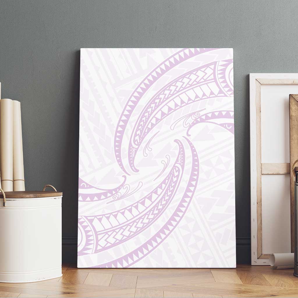 White Sunday Lotu Tamaiti Canvas Wall Art Polynesian Wave Pastel Mauve - Polynesian Pride