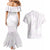 White Sunday Lotu Tamaiti Couples Matching Mermaid Dress and Hawaiian Shirt Polynesian Wave Pastel Mauve - Polynesian Pride