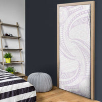 White Sunday Lotu Tamaiti Door Cover Polynesian Wave Pastel Mauve - Polynesian Pride