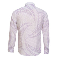 White Sunday Lotu Tamaiti Family Matching Off The Shoulder Long Sleeve Dress and Hawaiian Shirt Polynesian Wave Pastel Mauve - Polynesian Pride