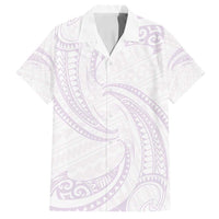 White Sunday Lotu Tamaiti Family Matching Off Shoulder Maxi Dress and Hawaiian Shirt Polynesian Wave Pastel Mauve - Polynesian Pride