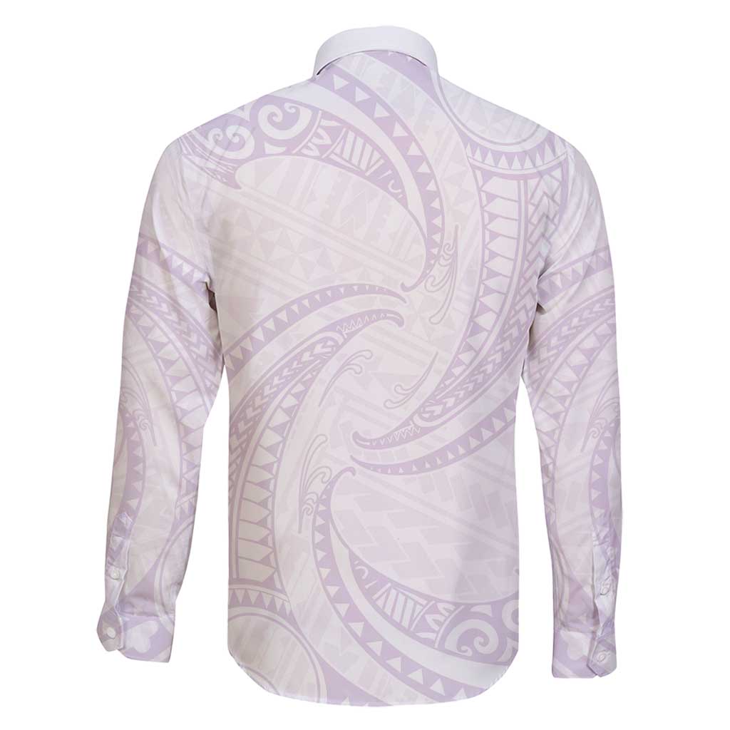 White Sunday Lotu Tamaiti Family Matching Off Shoulder Short Dress and Hawaiian Shirt Polynesian Wave Pastel Mauve LT9 - Polynesian Pride