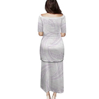 White Sunday Lotu Tamaiti Family Matching Puletasi and Hawaiian Shirt Polynesian Wave Pastel Mauve - Polynesian Pride