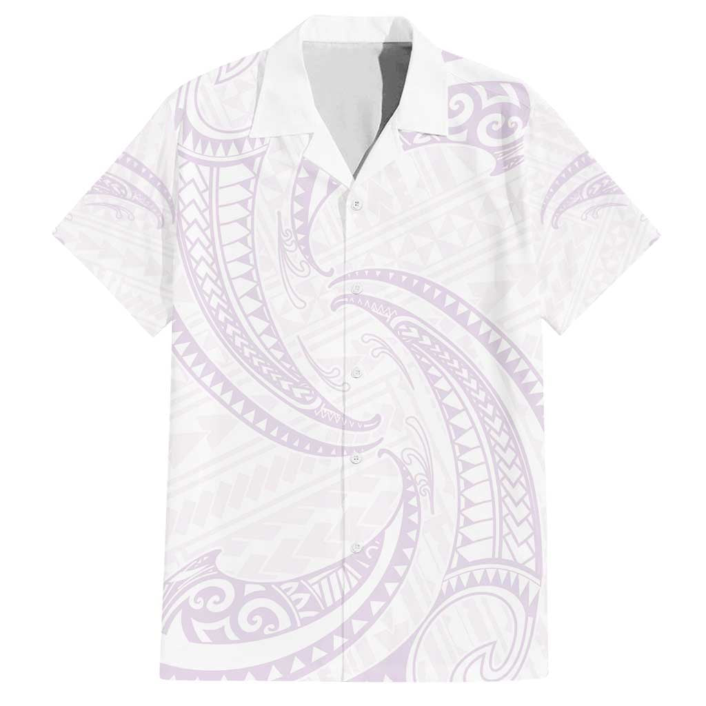 White Sunday Lotu Tamaiti Family Matching Summer Maxi Dress and Hawaiian Shirt Polynesian Wave Pastel Mauve - Polynesian Pride