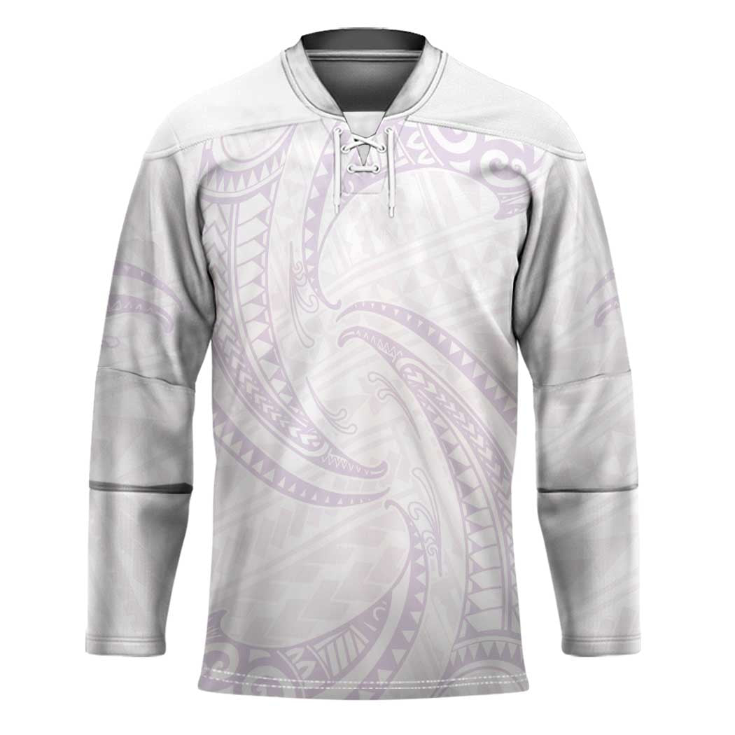 White Sunday Lotu Tamaiti Hockey Jersey Polynesian Wave Pastel Mauve - Polynesian Pride
