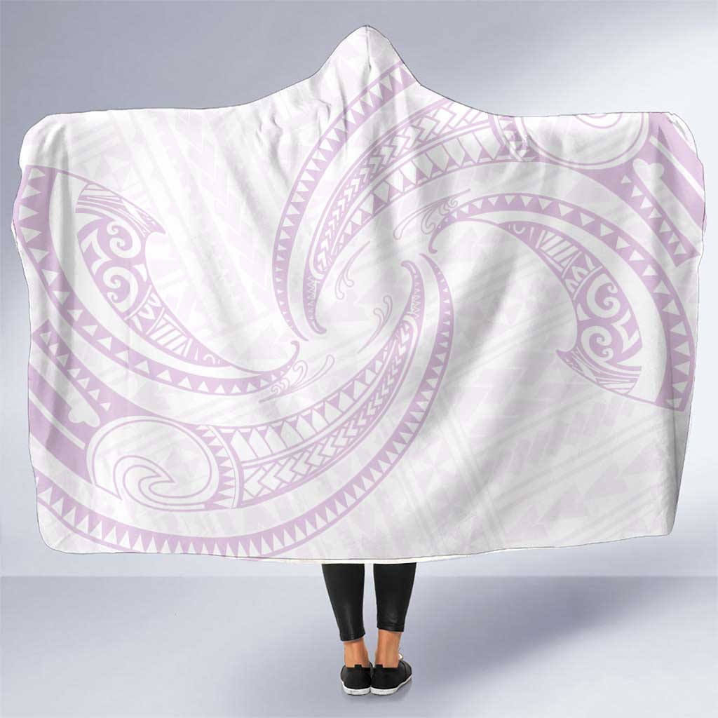 White Sunday Lotu Tamaiti Hooded Blanket Polynesian Wave Pastel Mauve LT9 One Size Mauve - Polynesian Pride