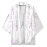 White Sunday Lotu Tamaiti Kimono Polynesian Wave Pastel Mauve - Polynesian Pride
