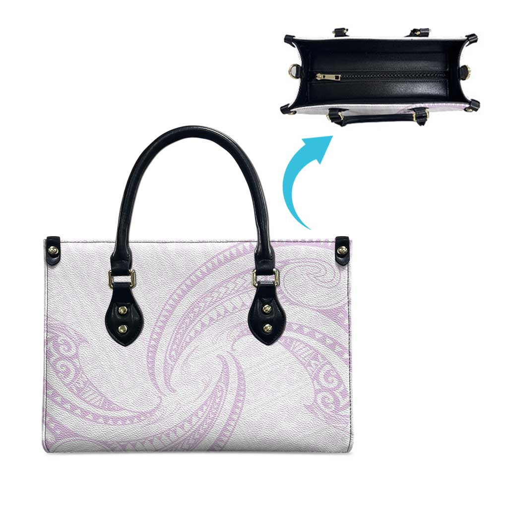 White Sunday Lotu Tamaiti Leather Bag Polynesian Wave Pastel Mauve - Polynesian Pride