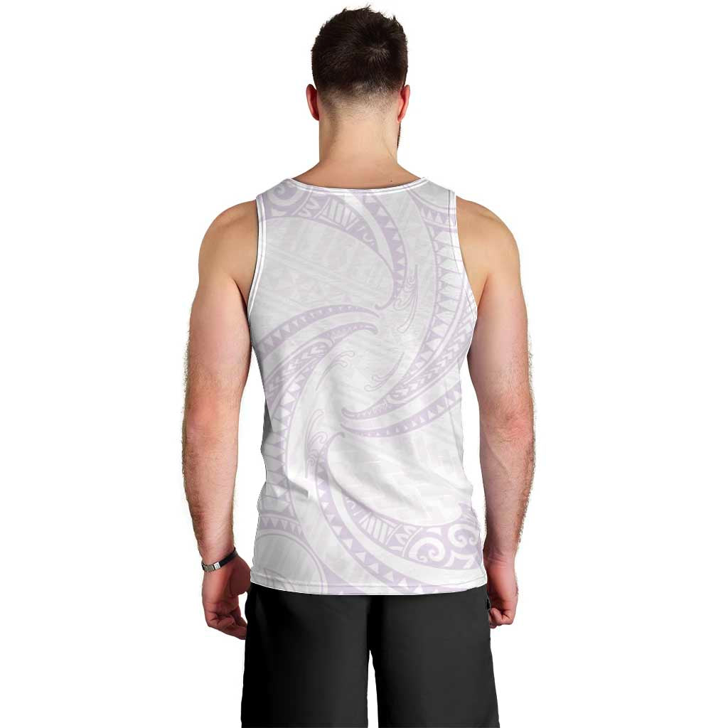White Sunday Lotu Tamaiti Men Tank Top Polynesian Wave Pastel Mauve - Polynesian Pride
