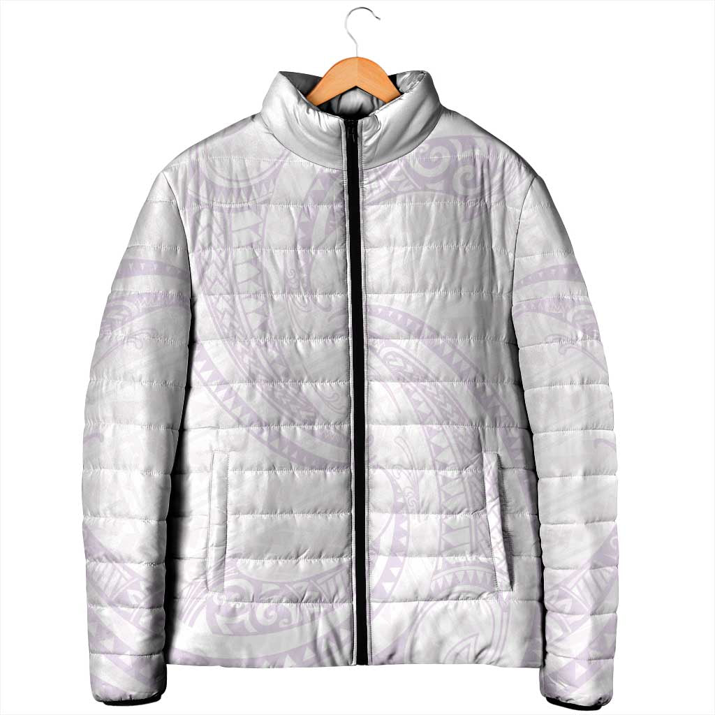 White Sunday Lotu Tamaiti Padded Jacket Polynesian Wave Pastel Mauve - Polynesian Pride