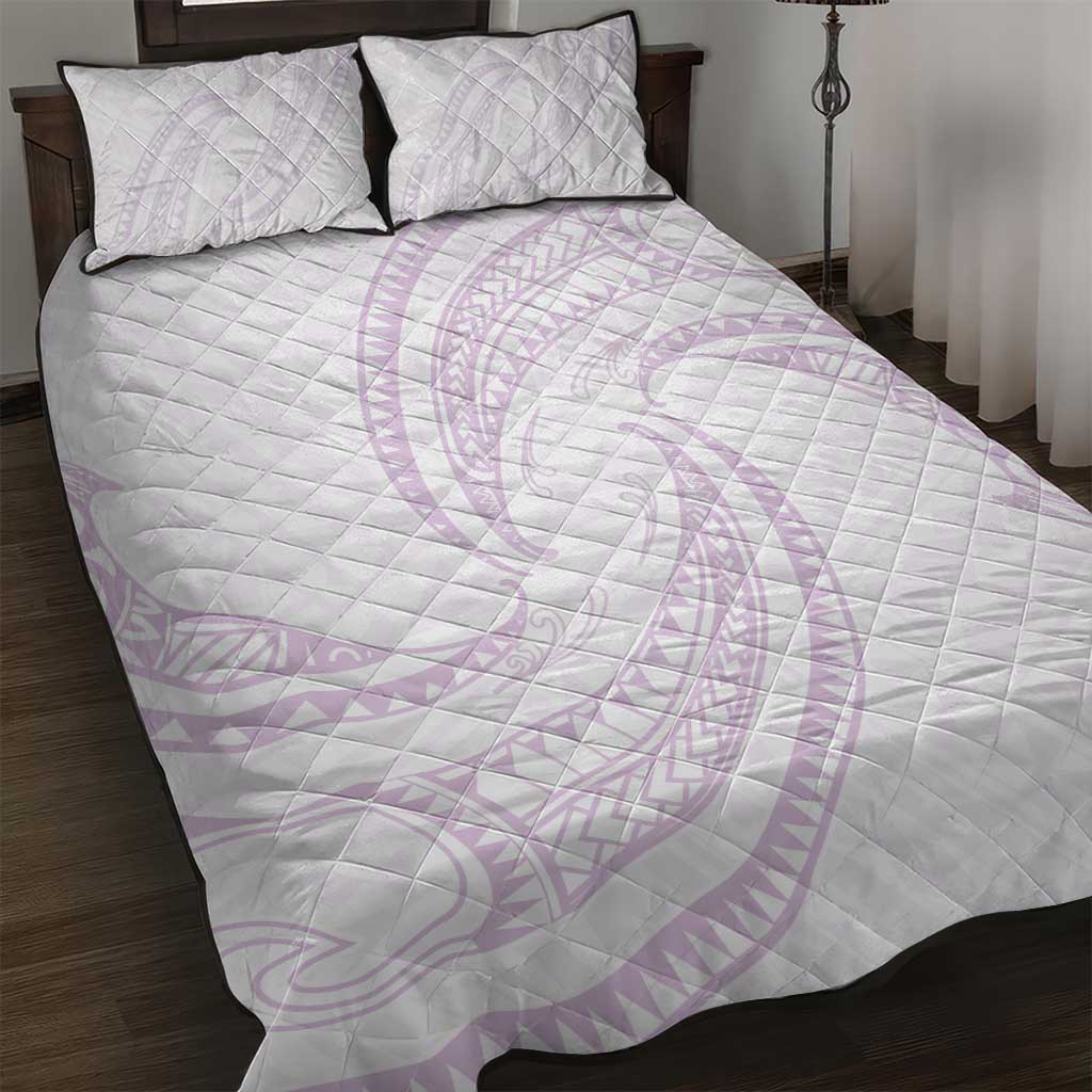 White Sunday Lotu Tamaiti Quilt Bed Set Polynesian Wave Pastel Mauve LT9 Mauve - Polynesian Pride