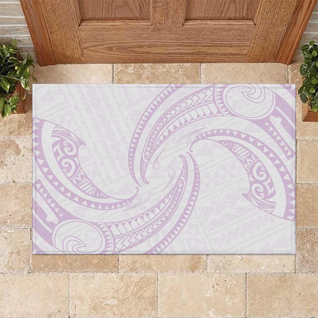 White Sunday Lotu Tamaiti Rubber Doormat Polynesian Wave Pastel Mauve - Polynesian Pride