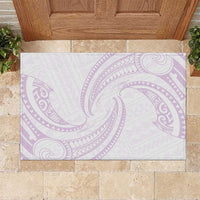 White Sunday Lotu Tamaiti Rubber Doormat Polynesian Wave Pastel Mauve - Polynesian Pride