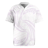 White Sunday Lotu Tamaiti Rugby Jersey Polynesian Wave Pastel Mauve - Polynesian Pride