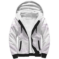 White Sunday Lotu Tamaiti Sherpa Hoodie Polynesian Wave Pastel Mauve - Polynesian Pride