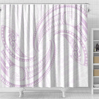 White Sunday Lotu Tamaiti Shower Curtain Polynesian Wave Pastel Mauve - Polynesian Pride