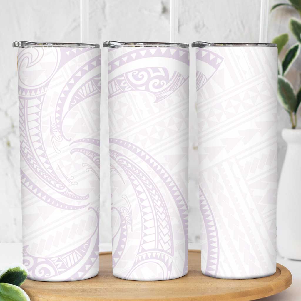 White Sunday Lotu Tamaiti Skinny Tumbler Polynesian Wave Pastel Mauve - Polynesian Pride
