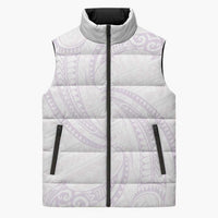 White Sunday Lotu Tamaiti Sleeveless Puffer Jacket Polynesian Wave Pastel Mauve - Polynesian Pride