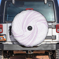 White Sunday Lotu Tamaiti Spare Tire Cover Polynesian Wave Pastel Mauve - Polynesian Pride