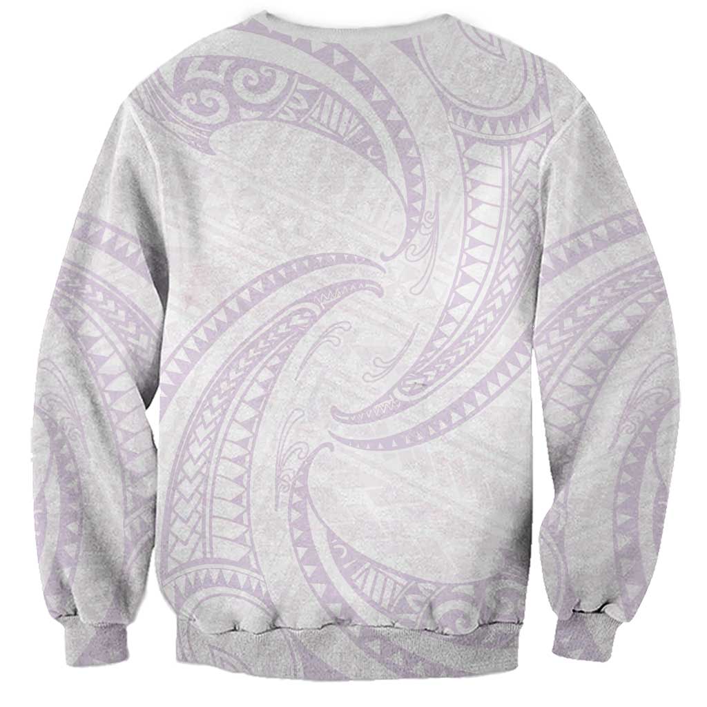 White Sunday Lotu Tamaiti Sweatshirt Polynesian Wave Pastel Mauve - Polynesian Pride