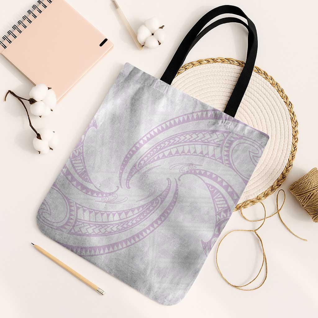 White Sunday Lotu Tamaiti Tote Bag Polynesian Wave Pastel Mauve LT9 Black Strap One Size Mauve - Polynesian Pride