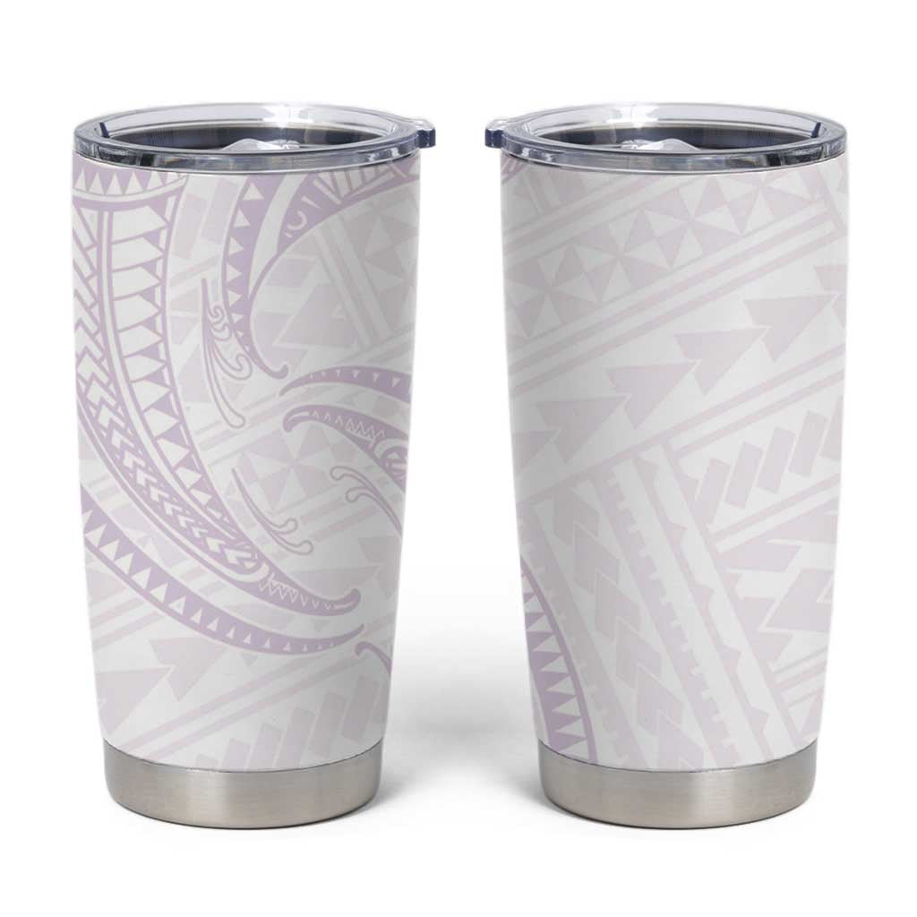 White Sunday Lotu Tamaiti Tumbler Cup Polynesian Wave Pastel Mauve - Polynesian Pride