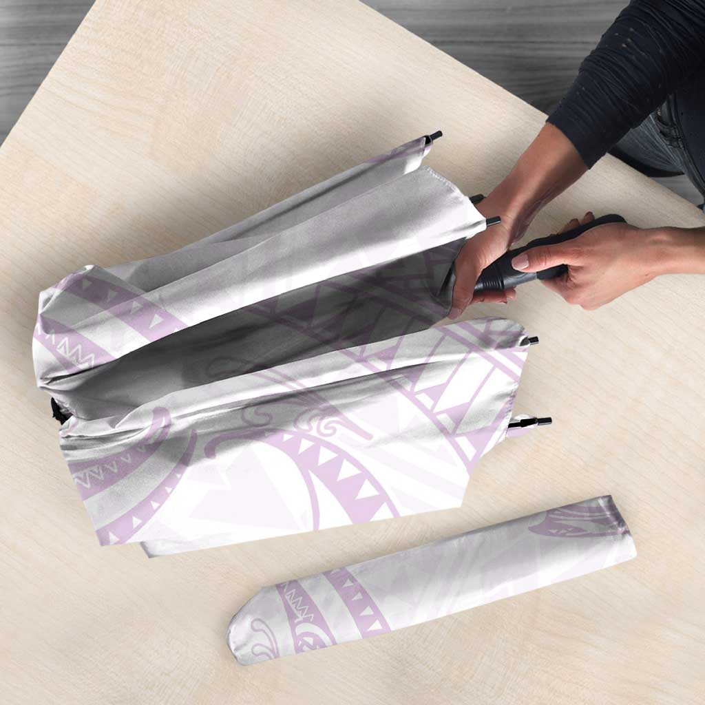 White Sunday Lotu Tamaiti Umbrella Polynesian Wave Pastel Mauve - Polynesian Pride