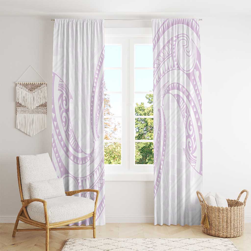 White Sunday Lotu Tamaiti Window Curtain Polynesian Wave Pastel Mauve - Polynesian Pride