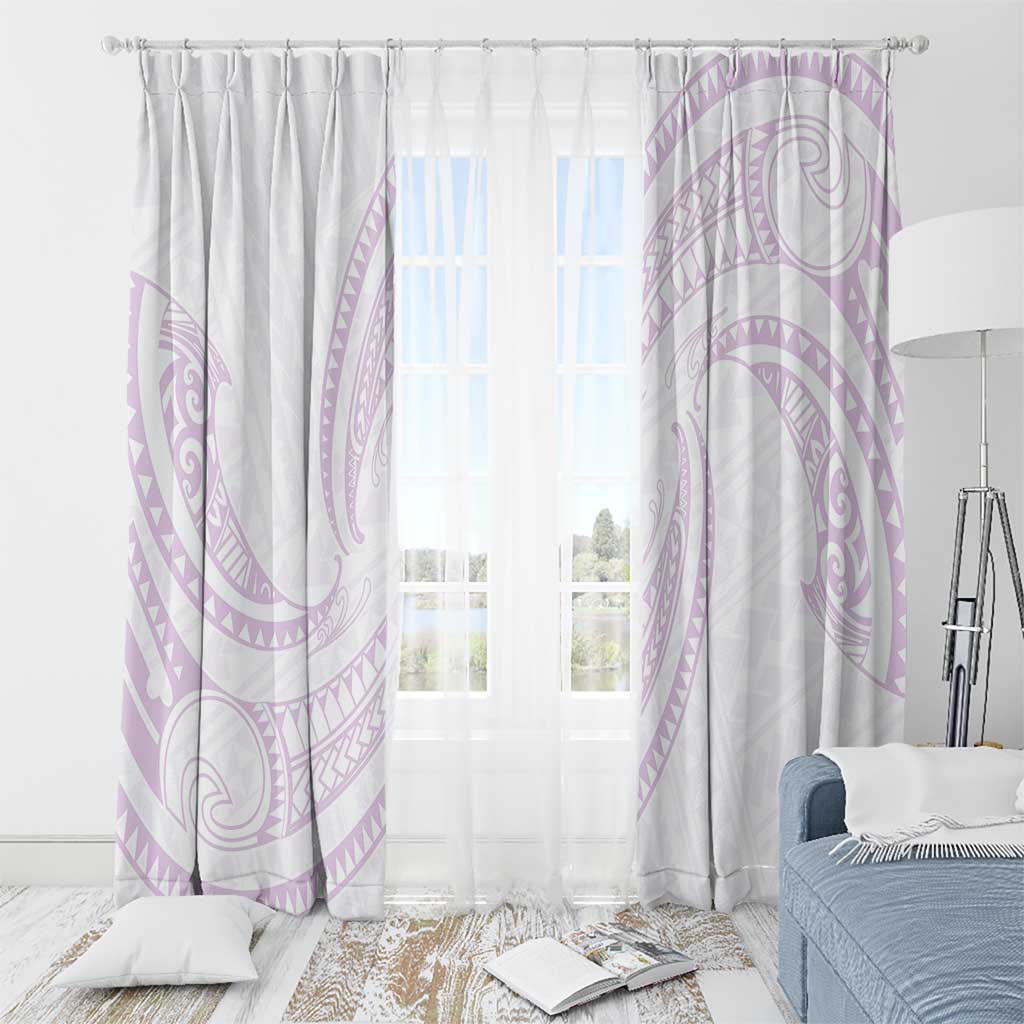 White Sunday Lotu Tamaiti Window Curtain Polynesian Wave Pastel Mauve - Polynesian Pride