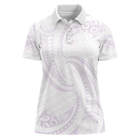 White Sunday Lotu Tamaiti Women Polo Shirt Polynesian Wave Pastel Mauve - Polynesian Pride