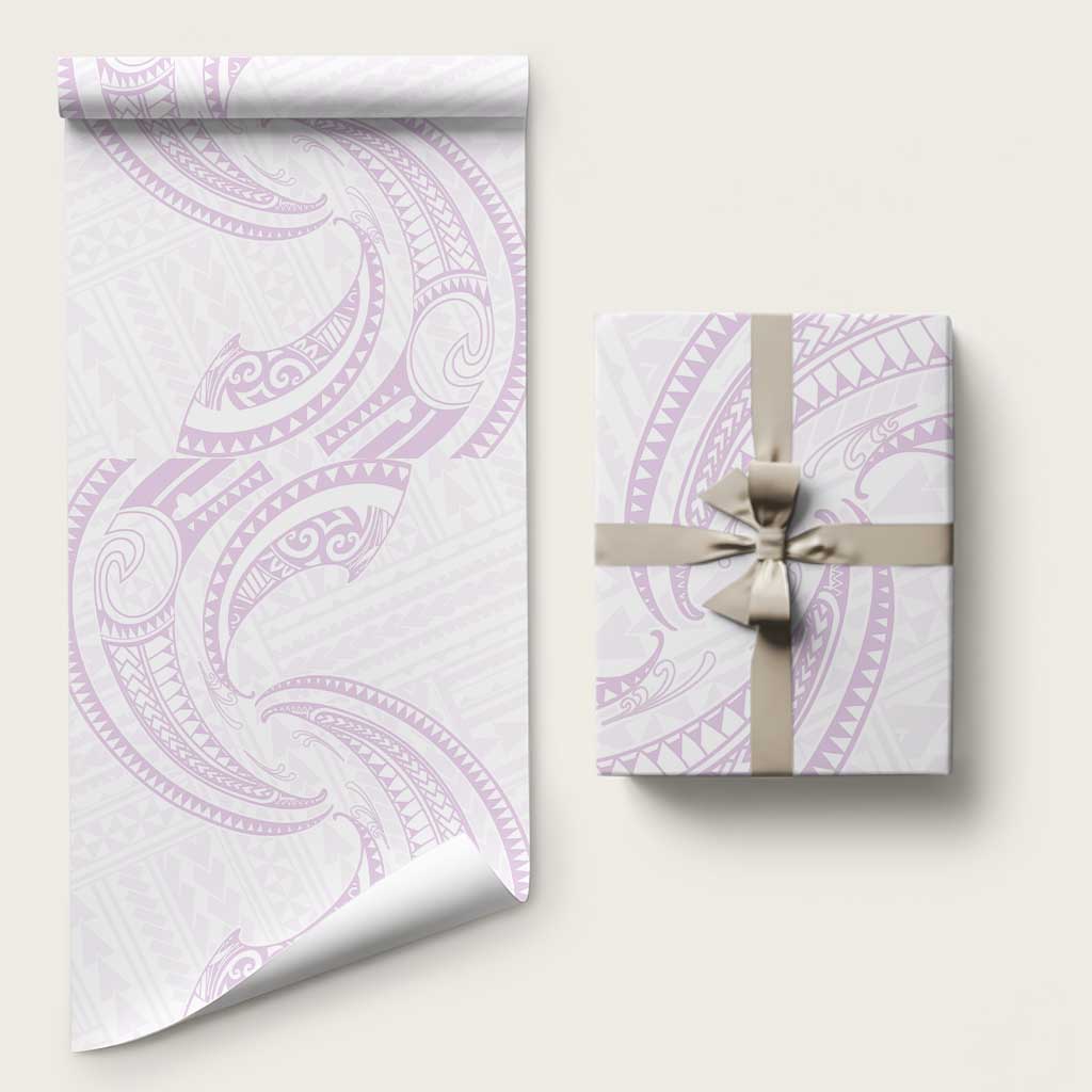 White Sunday Lotu Tamaiti Wrapping Paper Polynesian Wave Pastel Mauve - Polynesian Pride