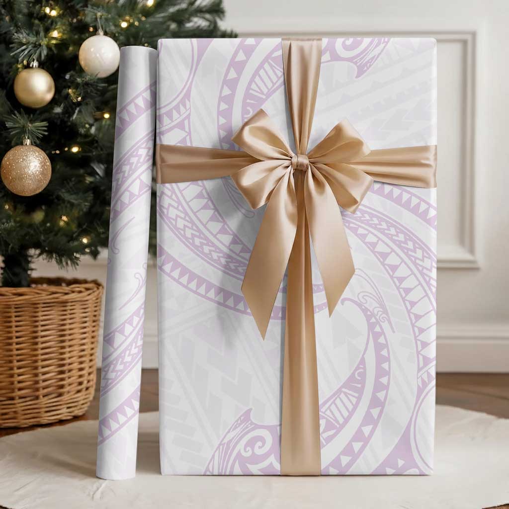 White Sunday Lotu Tamaiti Wrapping Paper Polynesian Wave Pastel Mauve - Polynesian Pride