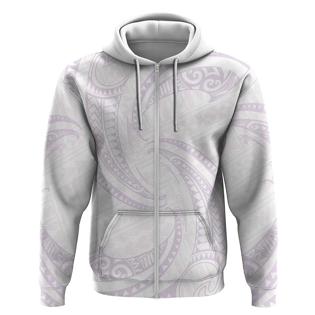White Sunday Lotu Tamaiti Zip Hoodie Polynesian Wave Pastel Mauve LT9 Zip Hoodie Mauve - Polynesian Pride