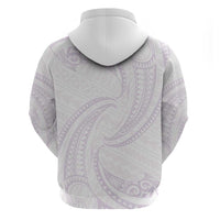White Sunday Lotu Tamaiti Zip Hoodie Polynesian Wave Pastel Mauve - Polynesian Pride