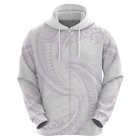 White Sunday Lotu Tamaiti Zip Hoodie Polynesian Wave Pastel Mauve - Polynesian Pride