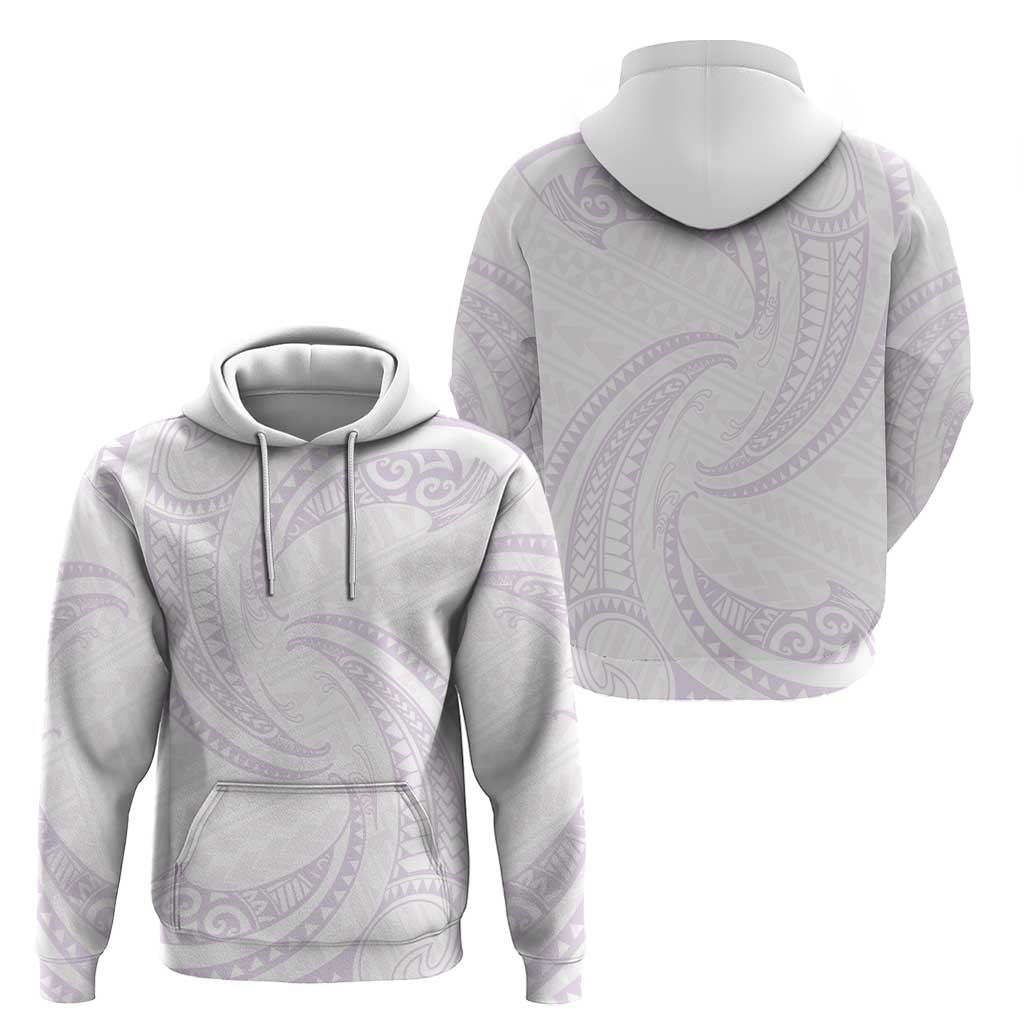 White Sunday Lotu Tamaiti Zip Hoodie Polynesian Wave Pastel Mauve - Polynesian Pride