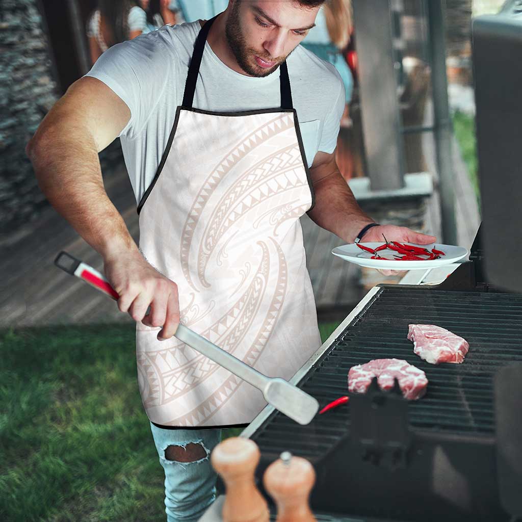 White Sunday Lotu Tamaiti Apron Polynesian Wave Pastel Nude - Polynesian Pride
