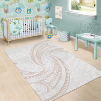 White Sunday Lotu Tamaiti Area Rug Polynesian Wave Pastel Nude - Polynesian Pride
