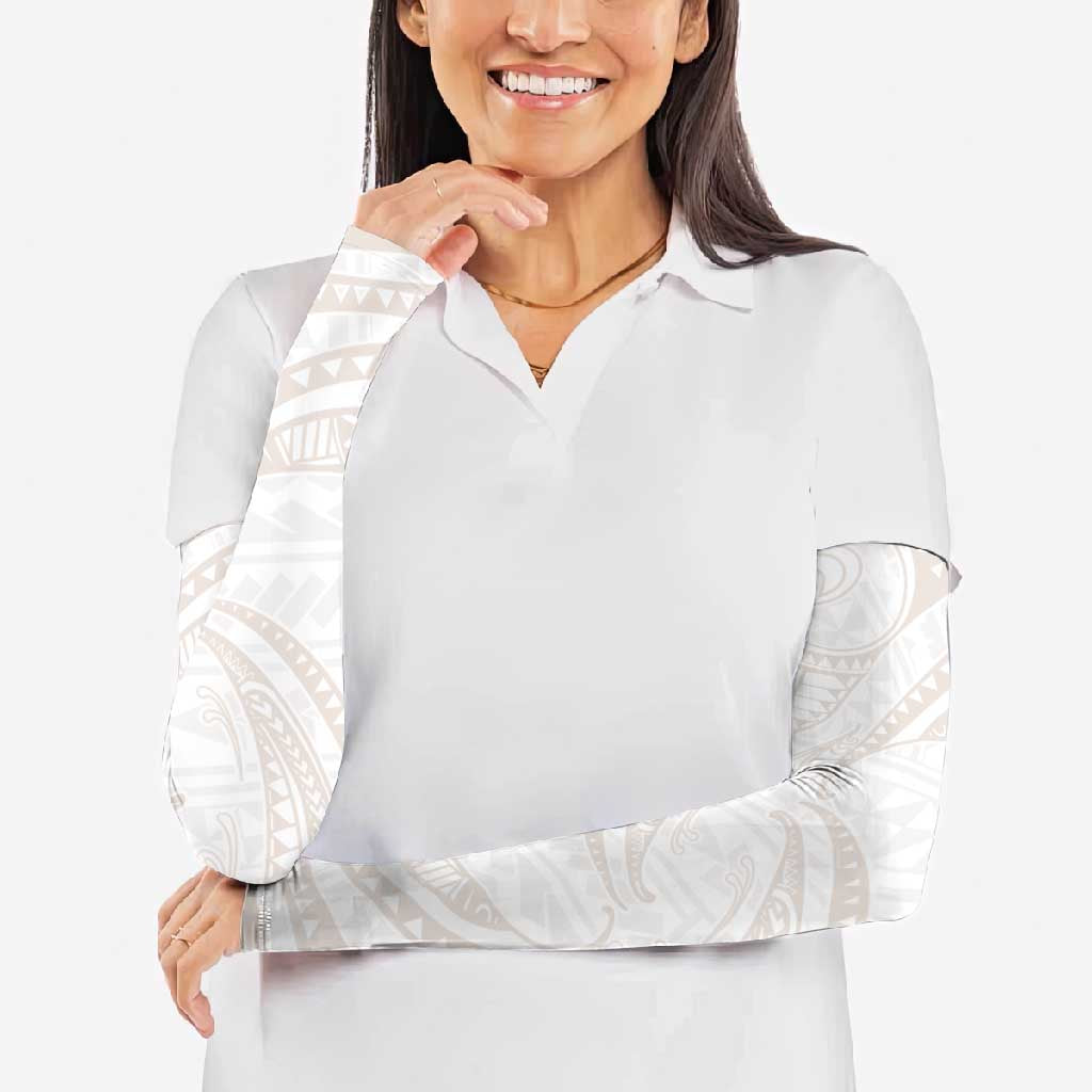 White Sunday Lotu Tamaiti Arm Sleeves Polynesian Wave Pastel Nude - Polynesian Pride