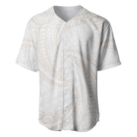 White Sunday Lotu Tamaiti Baseball Jersey Polynesian Wave Pastel Nude - Polynesian Pride